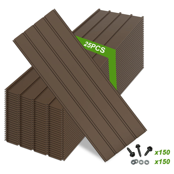 English Elm 25 Pcs Metal Roofing Panels - Durable, Weather-Resistant Galvanized Panels For Diy Outdoor Projects W1859P387319