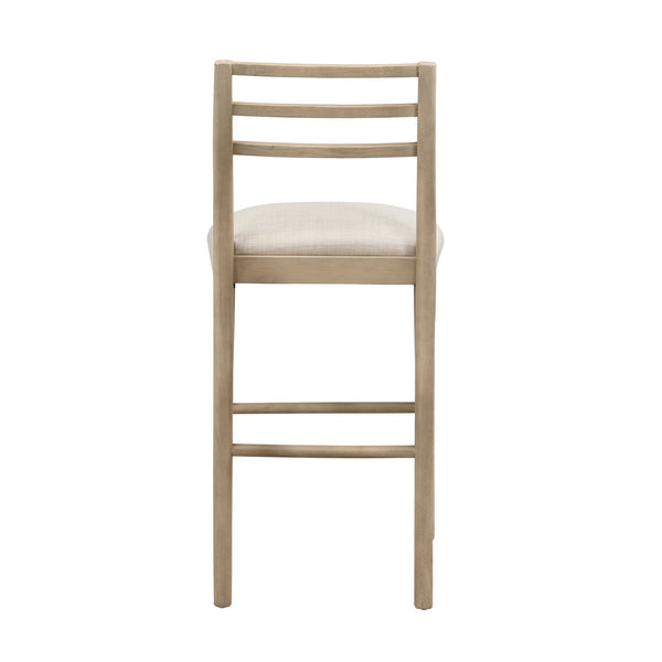 English Elm Christopher Knight Home® - BAR STOOL ladder-back farmhouse set of 2 with upholstered rubberwood seats, tapered legs, timeless charm Beige N771P339875A