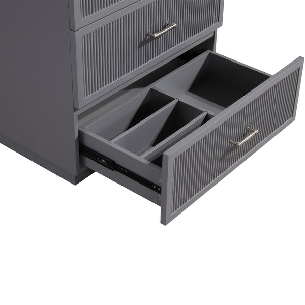 English Elm 30 Inch Bathroom Vanity With Ceramic Sink Combo - Modern Gray Freestanding Storage Cabinet Set W1550S00046