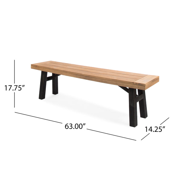 English Elm Bettina Solid Acacia Outdoor Dining Table with Slat Top Oil Finish Patio Deck 56701.00-56702.00