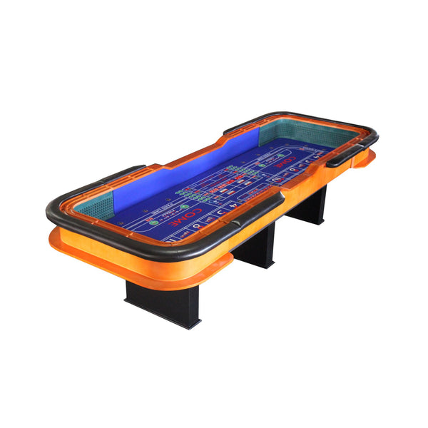 English Elm 12 Foot Casino Craps Table Blue Felt Surface Padded Rail Home Game Room Play W2748S00066