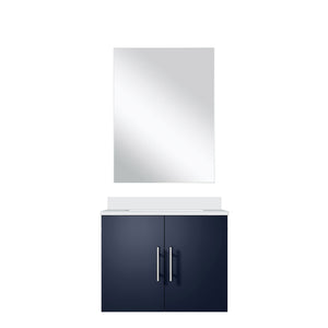 English Elm Navy Blue Single Bath Vanity Set With Cultured Marble Top, Soft-Close Cabinet & Frameless Mirror B2731S00745
