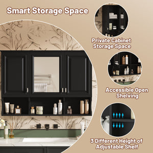 English Elm 3-in-1 Wall Mounted Bathroom Medicine Cabinet with Soft Close Mirror and Towel Bar Black N710P358620B