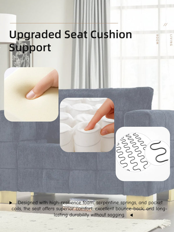 English Elm Fx-p54-1s-rb Plush Polyester Accent Chair with Gold Metal Legs for Modern Interiors W576S00171