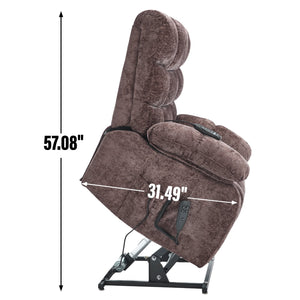 English Elm Lift Power Recliner Chenille Chair Dual Motor Massage Heat 350 Lb Capacity Living Room Brown W3224P288620