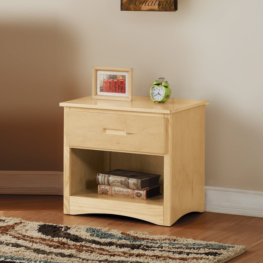 English Elm Contemporary Pine Wood Nightstand Open Shelf Drawer Bedside Table for Modern Bedrooms B011P473065