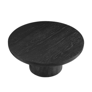 English Elm 35.98Inch Round Coffee Table With Cylindrical Leg,Wood Veneer Tabletop Table,Rounded Sofa Side Table For Living Room Office,Black