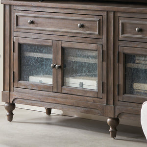 English Elm Middleton Vintage Hazel Wood Media Console with Seeded Glass Doors and Pewter Hardware B108P468539