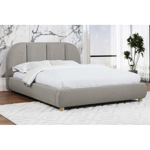 English Elm Modern/Contemporary Queen Platform Bed Upholstered in Soft Burlap Fabric, Low-Profile Plywood Frame, Sturdy Support Light Tan 83 L x 11 W x 11.5 H B011S01951