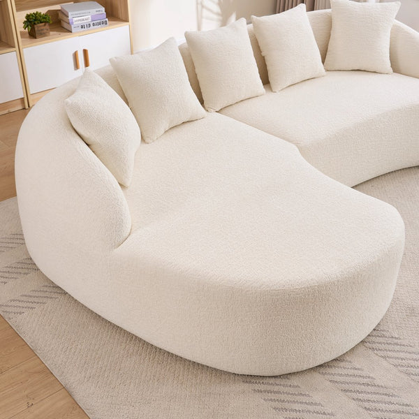 English Elm New Chenille L-shaped Sectional Curved Chaise Modular Sofa for Modern Living Spaces W2231S00053