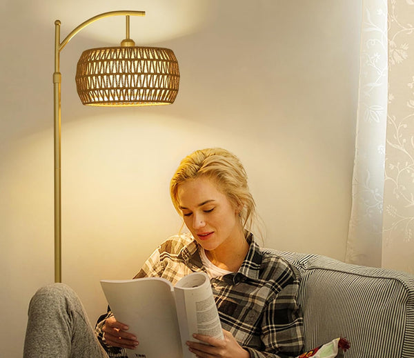 English Elm Arc Floor Lamp With Remote Control, Adjustable Height & Dimmable Led For Cozy Farmhouse Decor W2738P185404
