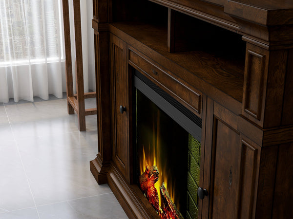 English Elm Berkshire Wood Panel Fireplace Console with Enclosed Storage for Tvs up to 65 Inches B108P481207