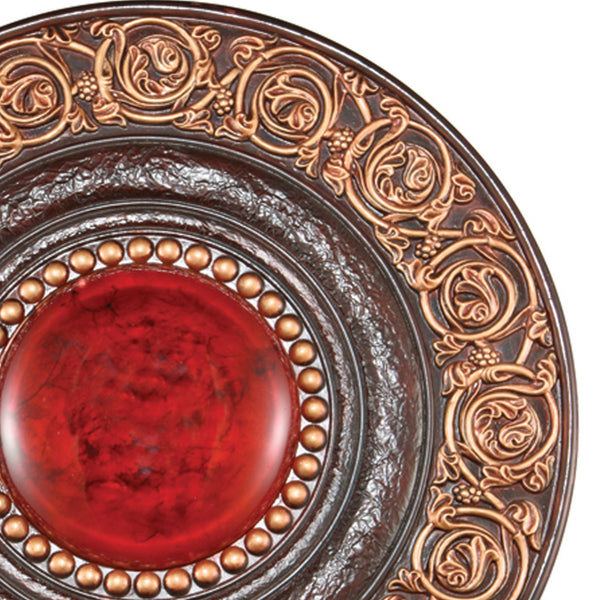 English Elm 21" Polyresin Round Wall Plaque Stone-look Relief Carved Earthy Tones Home Accent B072116028