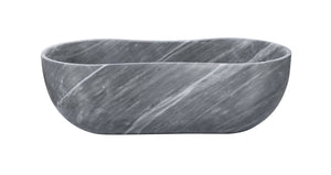 English Elm Carrara Gray Marble Vessel Sink - Semi-Polished, Unique Design For Elegant Bathrooms, 23.6X14.2 Inches W1696P333270