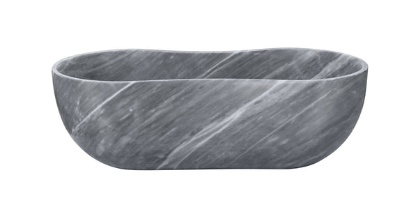 English Elm Carrara Gray Marble Vessel Sink - Semi-Polished, Unique Design For Elegant Bathrooms, 23.6X14.2 Inches W1696P333270