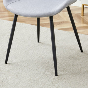 English Elm Table and Chair Set Oval Tempered Glass Top with 8 Linen Seats Light Luxury Dining W1151S04754