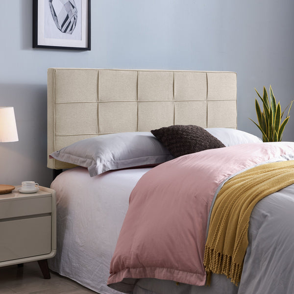 English Elm Christopher Knight Home® - Queen Tufted Linen Headboard with Piped Edges, Adjustable Height 48.5–53", Modern Waffle Stitch Plush Beige 66868.00