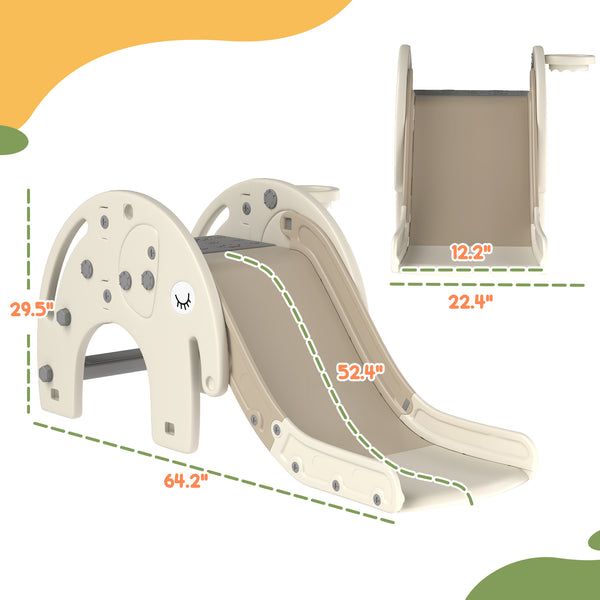 English Elm Qaba Elephant Toddler Slide Climber with Basketball Hoop for Playroom Fun W2225P229338