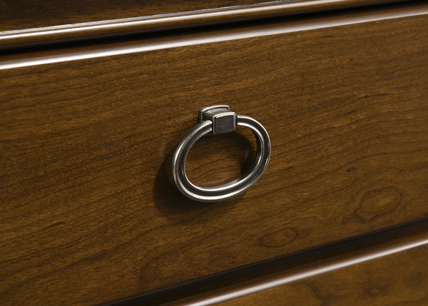 English Elm 3-drawer Nightstand Rubberwood Cherry Veneer with Crown Molding and Usb Charging B016P453488