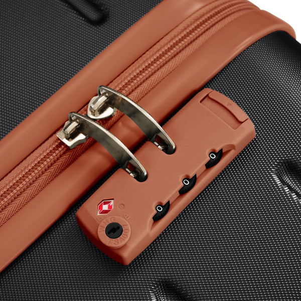 English Elm Premium Abs Hardshell 3 Piece Suitcase Set with Tsa Locks and Spinner Wheels Black+Brown N726P296022A