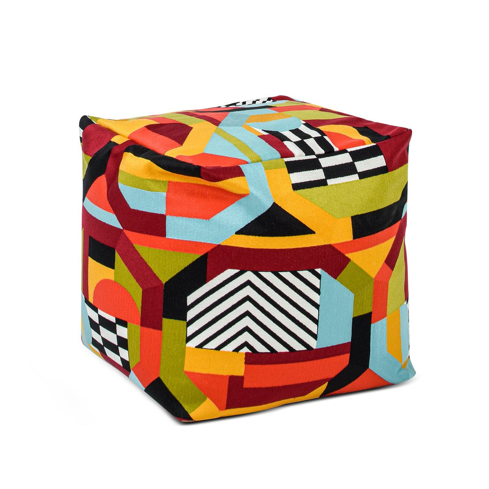 English Elm Pouf Oversized Embroidered Cube Ottoman with Colorful Bohemian Design for Any Living Space B2719P238438