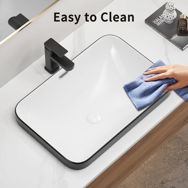 English Elm Ceramic Undermount Vanity Sink Glazed Porcelain Basin Flush Mount Minimalist Bath W3402P406917