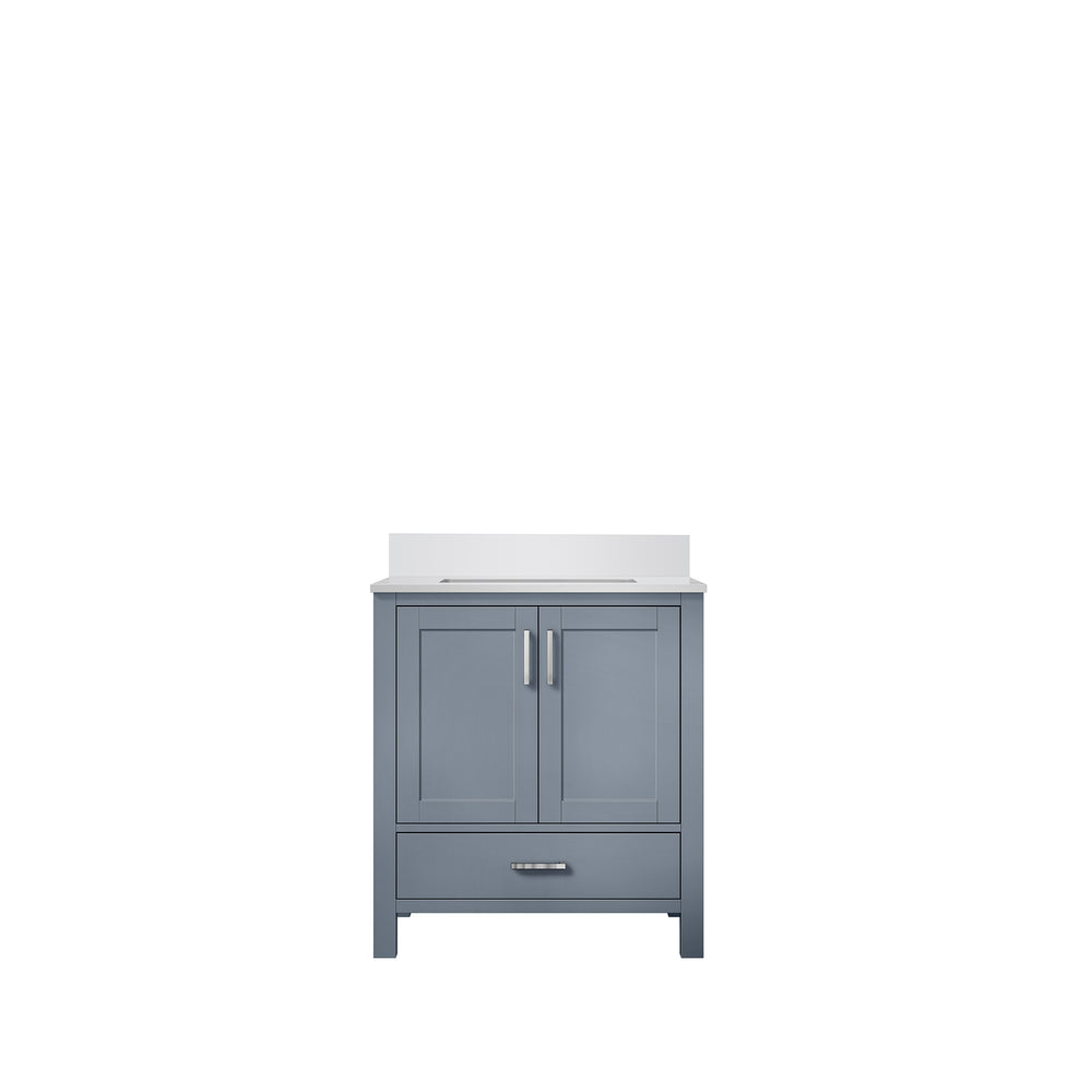 English Elm Dark Grey 30 in Bath Vanity with White Quartz Top, Solid Wood Frame, Soft-Close Drawers, Storage Durable Finish B2731P258785