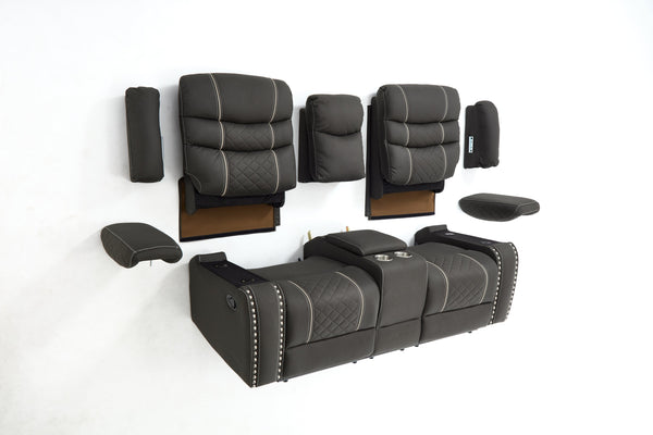 English Elm Recliner Club Chair Microfiber Upholstered with Brass Nailhead Trim for Living Room W3900P386434