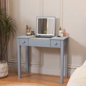 English Elm Multifunctional Vanity Desk with Flip-Top Mirror, 3-Level LED Lighting, Ample Storage for Small Spaces Grey W760P152317