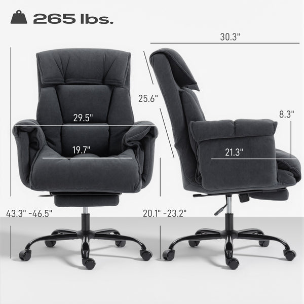 English Elm Reclining High Back Desk Chair with Flannel Cushioning and Extendable Footrest T3971P440169