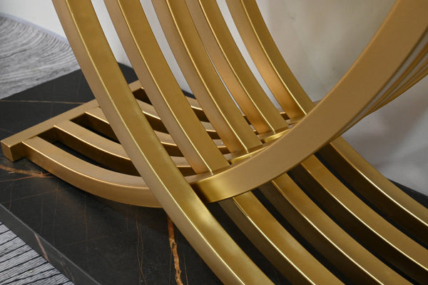 English Elm Accent Console Table Sculptural Black Gold Metal Legs Slim Entryway Hallway Decor W2263P395488