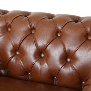 English Elm Christopher Knight Home® - CLUB Club Chair Chesterfield-Inspired Tufted PU Upholstery with Nailhead Trim, Scrolled Arms, Turned Legs Light Brown 39.25 L x 34.25 W x 25 H 72069.00COGN
