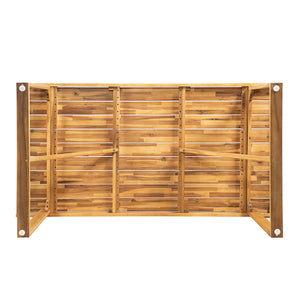 English Elm 67" Outdoor Solid Acacia Dining Table Slatted Teak Finish Seats Six Patio Garden N762P371718D