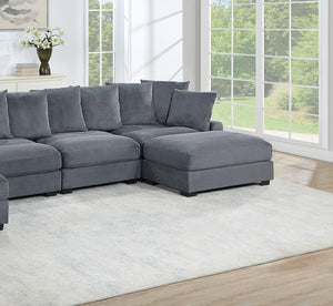 English Elm Contemporary 6-Piece Modular Sectional Set In Dark Gray - Plush Corduroy Couch With Ottomans & Chairs B011S01158