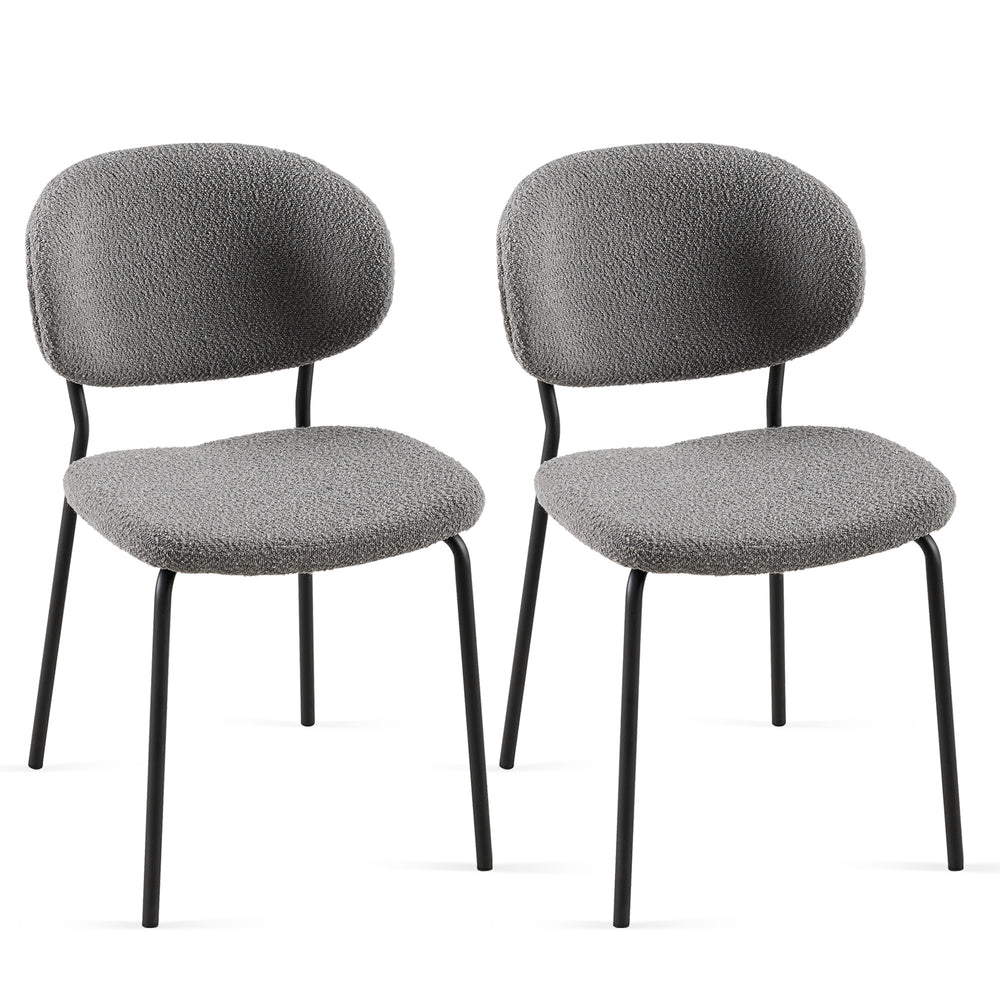 English Elm Grey Boucle Dining Chairs Set Of 2 - Stylish Comfort With Metal Legs For Modern Dining & Living Spaces W1164P195060