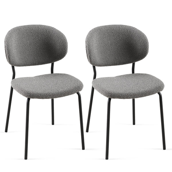 English Elm Grey Boucle Dining Chairs Set Of 2 - Stylish Comfort With Metal Legs For Modern Dining & Living Spaces W1164P195060