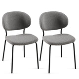 English Elm Grey Boucle Fabric Dining Chairs Set Of 2,Dining Chairs With Metal Legs For Dining Room, Kitchen, Living Room