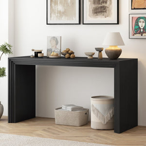 English Elm U_Style Modern Console Table - Sleek Paulownia Wood Veneer For Entryway, Living Room, Or Hallway Decor N711P205930B-GIGA