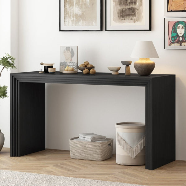 English Elm U_Style Modern Console Table - Sleek Paulownia Wood Veneer For Entryway, Living Room, Or Hallway Decor N711P205930B-GIGA