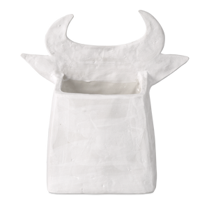 Thomas the Bull: Exquisite Handcrafted Porcelain Vessel with Whimsical Black Details – Artful Decor!