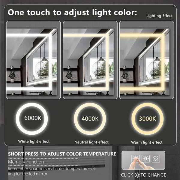 English Elm (Same 72"×36" LED Mirror Light Bathroom — 77×38 Anti-Fog LED Vanity Mirror, Dimmable, Color-Temp Memory W1340P189822