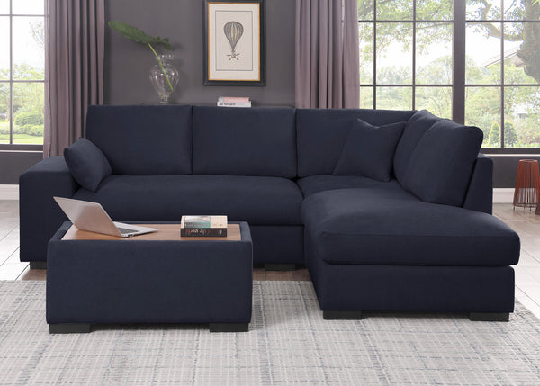 English Elm Joviel Woven Fabric Sectional with Chaise Ottoman Pocket Coil Living Room Sofa B2749S00249