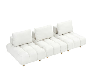 English Elm 90 Teddy Sofa 90in Plush Apartment-Ready 3-Seater with Solid Wood Legs, Sponge Cushions, Cozy Appeal Beige W1658S00064