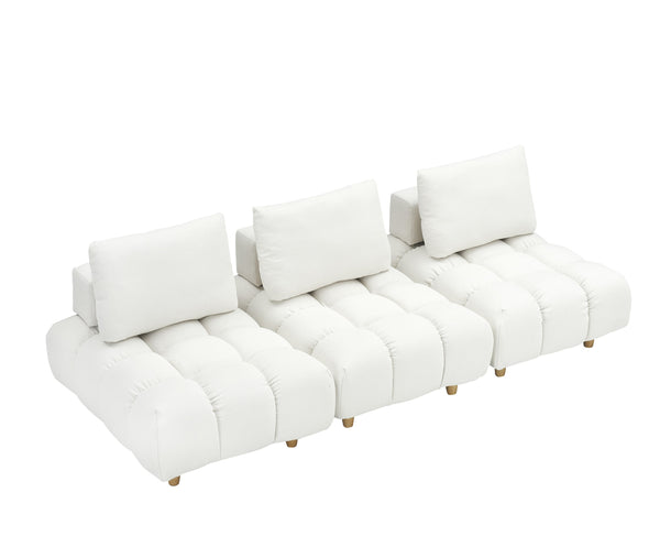 English Elm 90 Teddy Sofa 90in Plush Apartment-Ready 3-Seater with Solid Wood Legs, Sponge Cushions, Cozy Appeal Beige W1658S00064