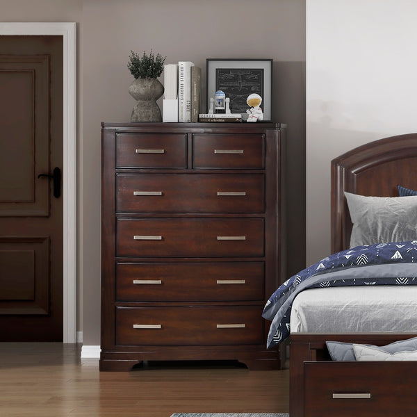English Elm Modern Cherry Birch Veneer Tall Chest Six Drawers Transitional Bedroom Storage B011P469530