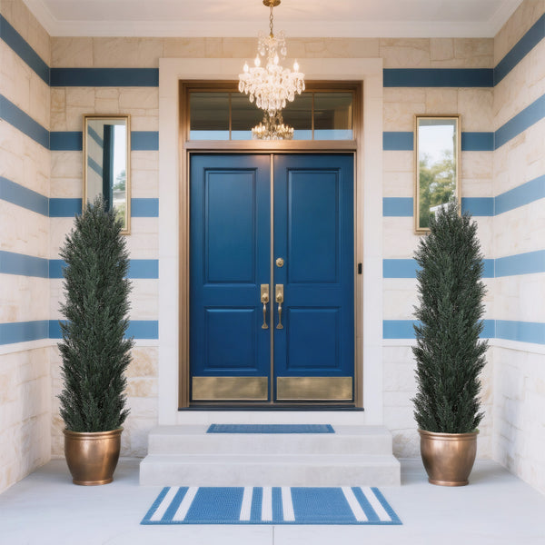 English Elm 5ft Faux Cypress Trees Set of 2 Realistic Tall Greenery for Entryway or Patio W2945P322224