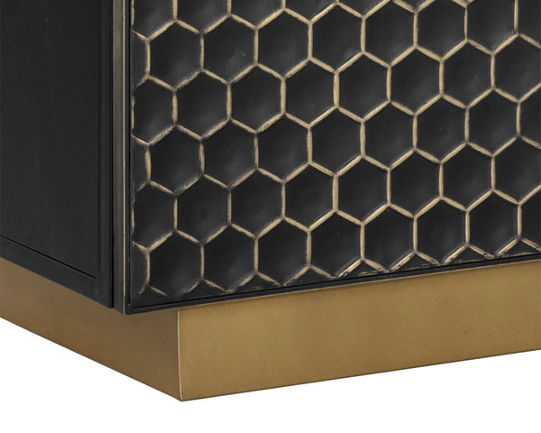 Sunpan Hive Sideboard - Handcrafted Artisan Design with Unique Honeycomb Pattern and Brass Accents Large - 82W x 18.5D x 30H