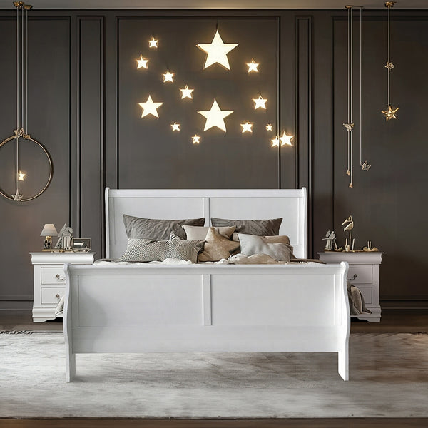 English Elm Louis Philippe Iii Elegant White Sleigh Queen Bed – Timeless Design, Durable Comfort & Easy Assembly B2726S00542