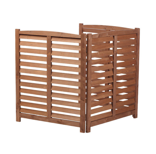 English Elm 3-panel Slatted Wood Outdoor Privacy Screen for Ac Units Trash Enclosures Gardens Brown W2640P272036