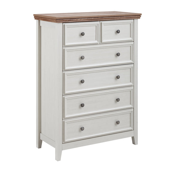 English Elm Modern 6-Drawer Chest Tall Dresser with Vintage Carved Handles, Silent Metal Rails, Stable Feet, Beige Elegance W2275P233490